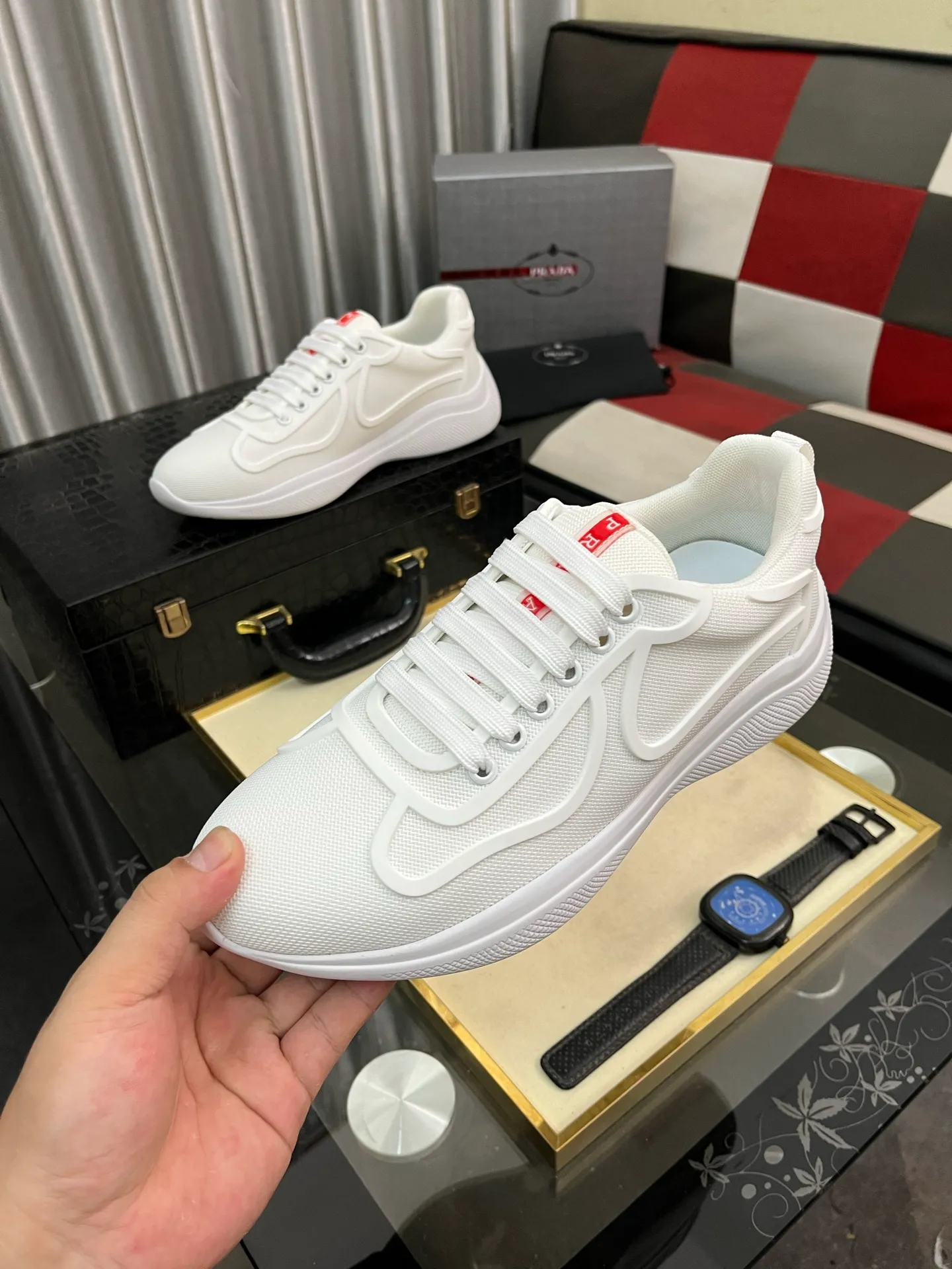 Men's shoes 💰400⌚️⌚️【PRADA】Prada casual shoes, originally developed 1:1, made of high-mercerized cowhide with imported cowhide, silk sheepskin lining, rubber outsole, comfortable and soft on the foot, size: 38-444️⃣Colors available
